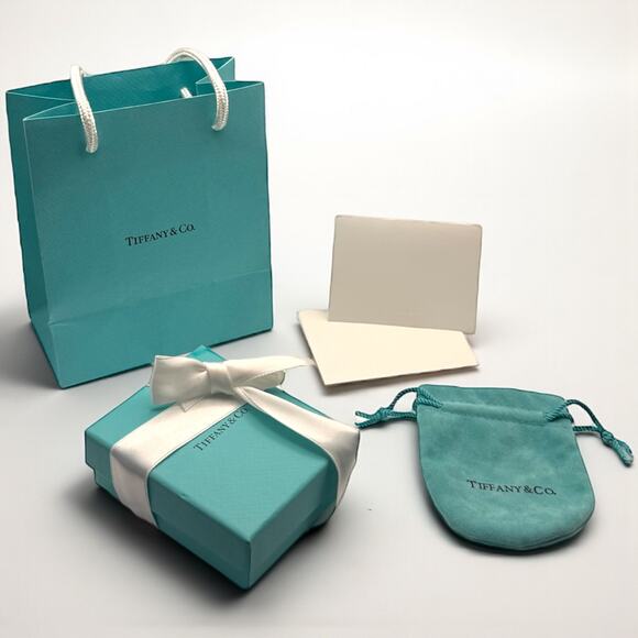Tiffany & Co. Empty Box Ribbon Suede Bag Card Gift Set Lot Blue - Picture 1 of 8